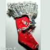 Roter Nikolausstiefel mit gestrickter Krempe in Grau Baumwolle Wolle Filz Bild 2