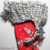 Roter Nikolausstiefel mit gestrickter Krempe in Grau Baumwolle Wolle Filz Bild 6