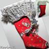 Roter Nikolausstiefel mit gestrickter Krempe in Grau Baumwolle Wolle Filz Bild 8