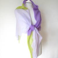 Gestricktes Dreieckstuch mit Zackenrand lila violett grün, leichtes Schultertuch Schulterwärmer, Damen-Schal Bild 4