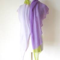 Gestricktes Dreieckstuch mit Zackenrand lila violett grün, leichtes Schultertuch Schulterwärmer, Damen-Schal Bild 8