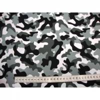 Baumwoll-Jersey Camouflage weiß grau schwarz Jerseystoff Tarnstoff Tarnfleck Meterare nähen Bild 1