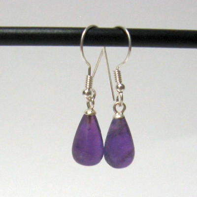 Edelstein Ohrringe Amethyst Tropfen Silber 925 – Handgefertigte Ohrhänger Lila Geschenk