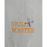 Besticktes personalisiertes Handtuch Grillzange und Schriftzug GRILL-MASTER Frotteetuch mit gesticktem Monogramm Bild 1