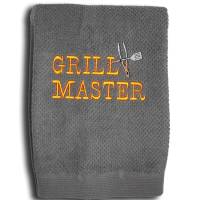 Besticktes personalisiertes Handtuch Grillzange und Schriftzug GRILL-MASTER Frotteetuch mit gesticktem Monogramm Bild 2