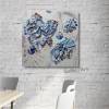 Acrylbild auf Leinwand mit spannender tiefer Struktur in Blautönen, Wandbild, Collage, abstrakte Malerei, Kunstwerke Bild 3