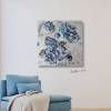 Acrylbild auf Leinwand mit spannender tiefer Struktur in Blautönen, Wandbild, Collage, abstrakte Malerei, Kunstwerke Bild 4