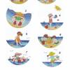 Besticktes Kinderhandtuch mit niedlichen Strandmotiven Name Kita Erkennungsbilder Kindertagesstätte Tagesmutter Bild 5