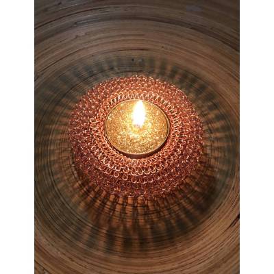 TEELICHTHALTER Donut - fingergestrickt aus Kupferdraht - klein oder groß