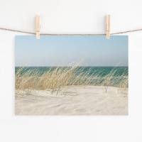 Dünen, Strand und weißer Sand, Fotografie und romantischer Kunstdruck für alle mit Fernweh, Größe DIN A4 Bild 1