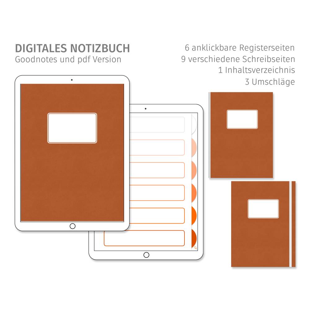 Digitales Notizbuch, einfach und minimalistisch, für Goodnotes, 6 Register Bild 1