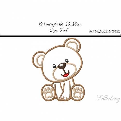 Stickdatei Applikation "sitzender Teddybär" 13x18