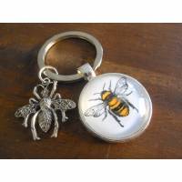Biene Cabochon  Schlüsselanhänger, Glücksbringer, Bienen Bild 1