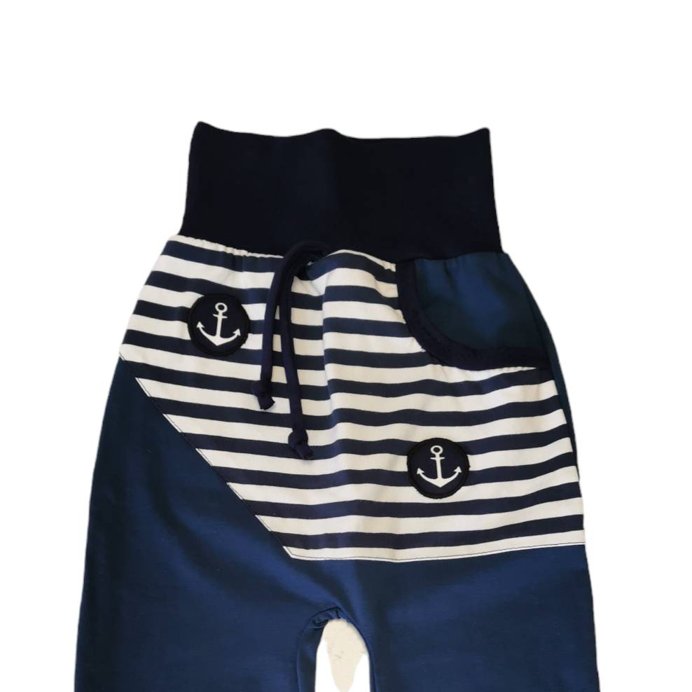 Lilakind“ Baby Kinder Hose Babyhose Kinderhose Pumphose Jersey Maritim mit Sternen Rot Weiß Blau Gr 50/56-134/140 Made in Germany