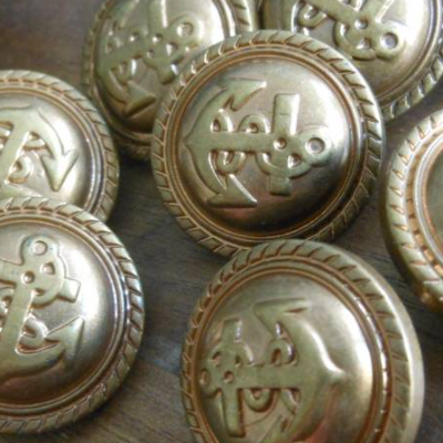 Runder Kunststoffknopf Bronze mit Anker Öse 20 mm – Retro Look, Vintage Maritim 