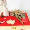 Geldgeschenk Hochzeit, Hochzeitsgeschenk, natur rot, Holzbox mit Brautpaar Figur Bild 3