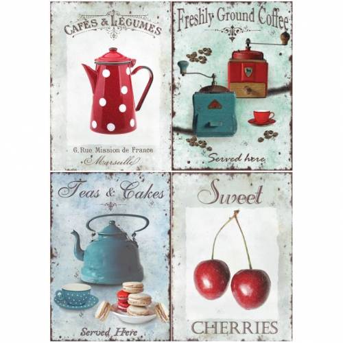 Reispapier - Motiv Strohseide - A4 - Decoupage - Vintage - Shabby -Kaffee - Tee - 19060