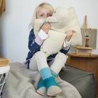Türkise Hausschuhe für Babys und Kinder aus weicher Wolle Bild 2