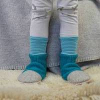 Türkise Hausschuhe für Babys und Kinder aus weicher Wolle Bild 4