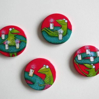 Kühlschrankadvent - 4 Magnete zur Adventszeit, Button Magnete, Adventkalender, Adventkranz, Weihnachten, Advent Magnete