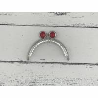 Taschenbügel Taschenrahmen Purse frame silber Ornamente  flacher Perlenverschluß rot Bild 1