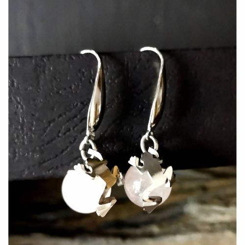 Ohrringe Froschkönig, Schmuckstein und Edelstahl