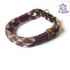 Hundehalsband verstellbar oliv beere bordeaux mit Pfote rosegold Bild 3