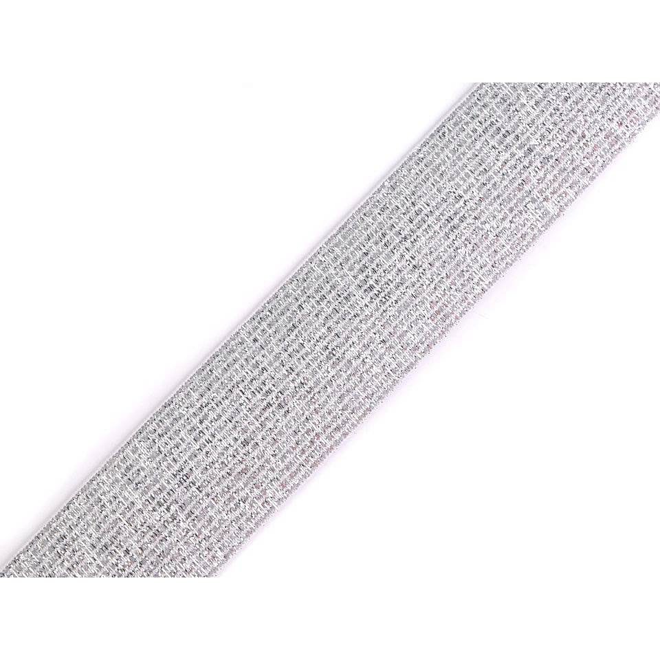 1 m Gummiband Taillenband  Breite 30mm weiß mit Lurex (1m/2,00 €) Bild 1
