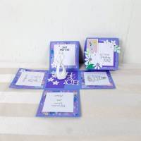 Explosionsbox Hochzeit, Hochzeitsgeschenk, mit modernen Brautpaar, lila weiß Bild 1