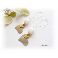 1 Paar Ohrhänger mit Herz und Seestern - Ohrring - romantisch, verführerisch, verspielt - wollweiß, silber- u. goldfarben Bild 1