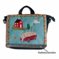 Bestickter personalisierter Kinderrucksack Kindergartenrucksack Kindertasche Kita VW Bulli mit Reflektorstreifen Namen Bild 1