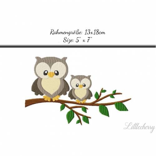 Stickdatei "Eulen am Ast" 13x18