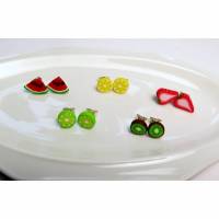 Ohrstecker Früchte an Edelstahl Zitrone, Erdbeere, Kiwi, Melone oder Limette oder Orange Bild 1
