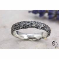 Schmaler Ring aus geschwärztem Silber 925/-. Knitterring, ca 3-4 mm Bild 1