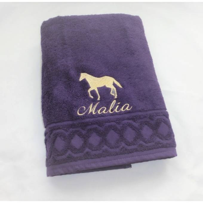 Handtuch, bestickt, Pferd, personalisiert inkl. Wunschname, Baumwollhandtuch, individuell, von Dieda