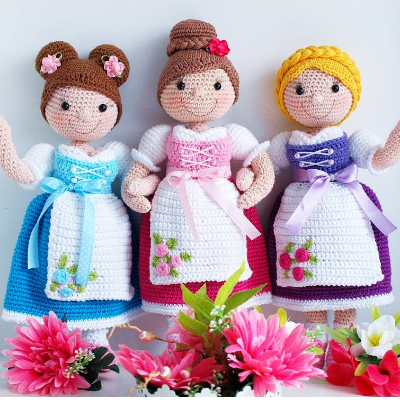 Häkelanleitung Puppen "Hanni, Rosi und Liesl" - PDF Datei