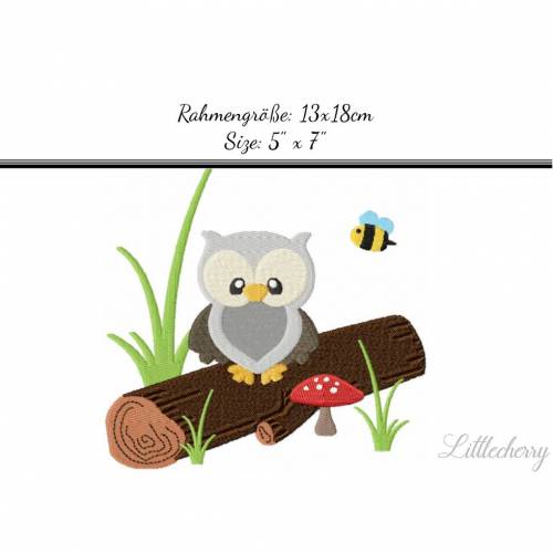 Stickdatei "Eule am Baumstamm" 13x18