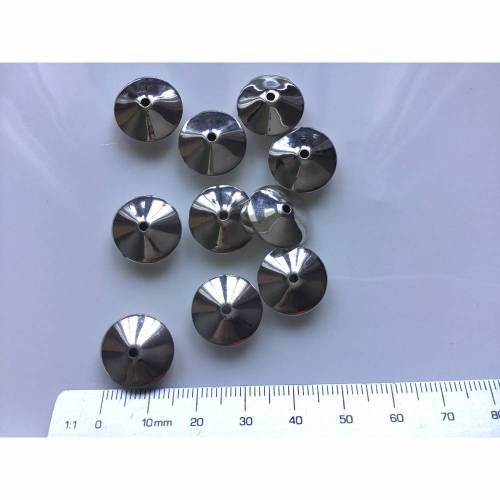 10 Metallperlen silberfarben 1,5 x 1 cm