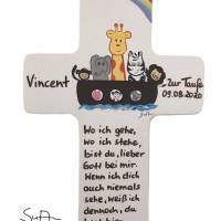 Taufkreuz Kinderkreuz Holzkreuz "Arche" zur Geburt Taufe Bild 1