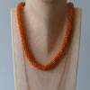 Auffällige Häkelkette orange trifft gold, Länge 43 cm, Halskette, Glasperlen gehäkelt, Perlenkette, Häkelschmuck Bild 2