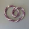Häkelkette weiß rose und flieder, Länge 48 cm, Halskette aus Glasperlen gehäkelt, Perlenkette, Häkelschmuck Bild 1