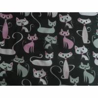 9,70 EUR/m Stoff Baumwolle lustige Katzen auf schwarz Bild 1