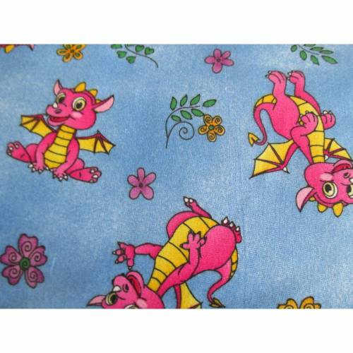 Bio Baumwolle Organic Cotton Popeline kleiner Drache blau Oeko-Tex Standard 100 (1m/9,-€) 