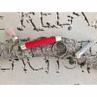 Muttertagsgeschenk Schlüsselanhänger aus Segelseil in verschieden Farben mit Herzanhänger Bild 1