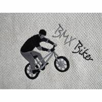 Besticktes personalisiertes Handtuch Extremsport BMX-Biker Frotteetuch mit gesticktem Monogramm edel Geburtstagsgeschenk Bild 1