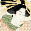 Japanische Kunst - Portrait Frau mit langen Haarnadeln -  Kunstdruck Poster Druck  - Geisha - Vintage Art - Holzschnitt 1789 Bild 2