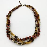 Mehrreihige Perlen-Halskette verschiedene erdtöne mit altgoldfarbenen Elementen 43 cm Bild 6