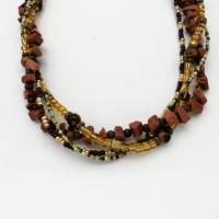 Mehrreihige Perlen-Halskette verschiedene erdtöne mit altgoldfarbenen Elementen 43 cm Bild 8