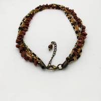 Mehrreihige Perlen-Halskette verschiedene erdtöne mit altgoldfarbenen Elementen 43 cm Bild 9
