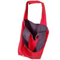 dekorative Stofftasche in rot mit anthrazit, kleine Handtasche, Unikat Bild 2